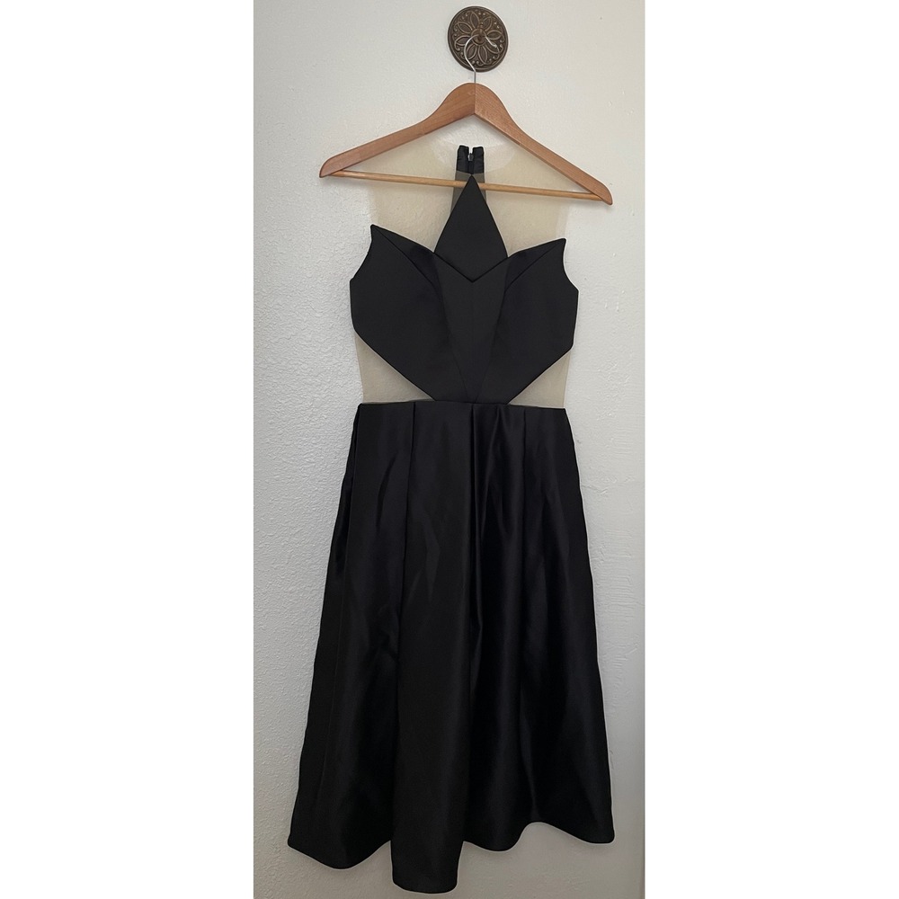 Peggy Hartanto Black Midi Dress Cutout Cocktail Party Career Elegant Size‎ S